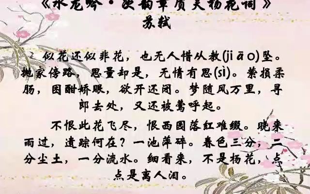 028.【立夏特别篇】苏轼《水龙吟ⷦ졩Ÿ𕧫 质夫杨花词》:春色三分,二分尘土,一分流水.哔哩哔哩bilibili