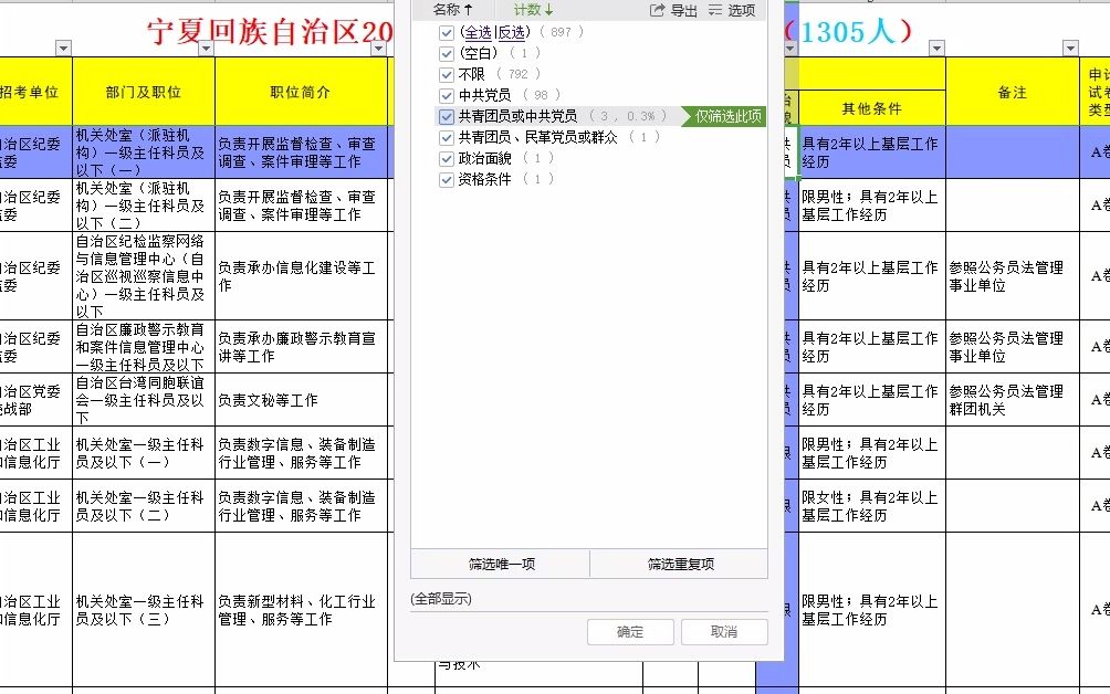 宁夏2023年招录公务员职位表哔哩哔哩bilibili