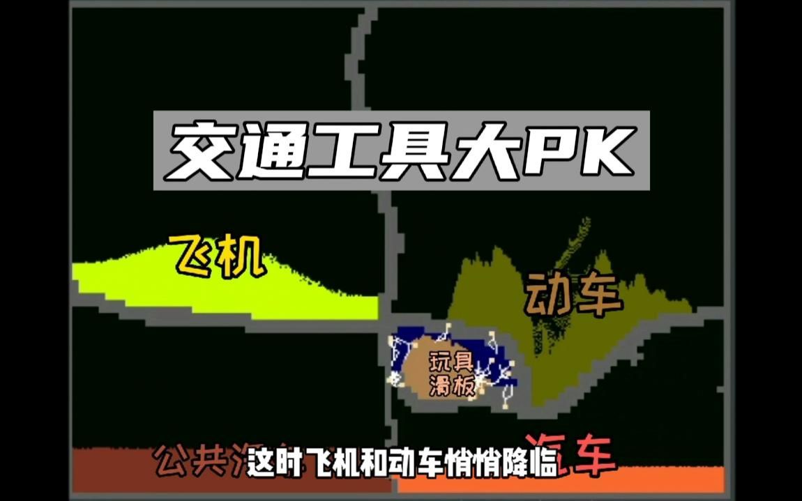 [图]粉末游戏【交通工具大PK】自行车vs汽车vs飞机，最强交通工具是谁