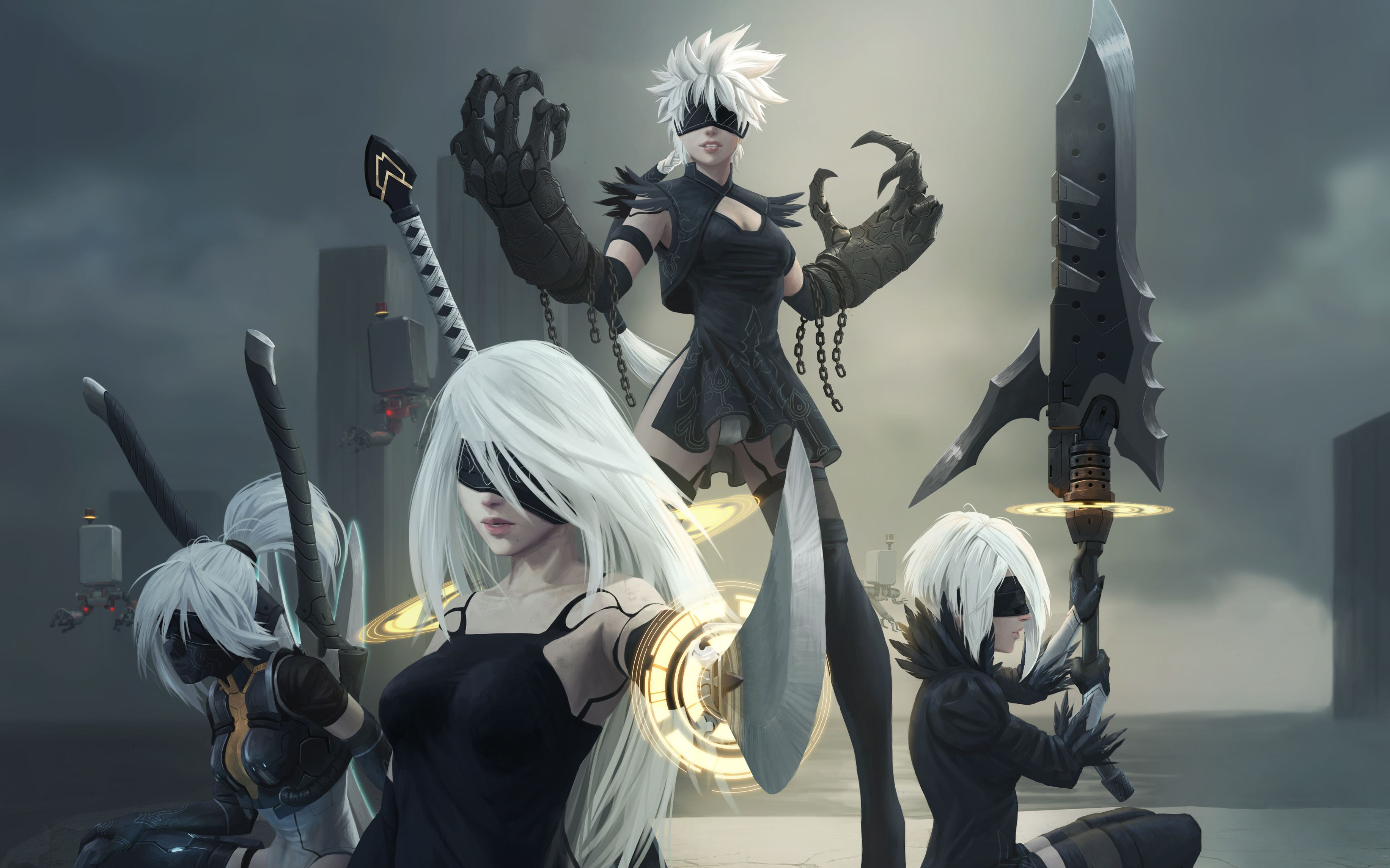 【动画资料】nier automata - 2b 武器动画展示 - 复合攻击 共通 a2