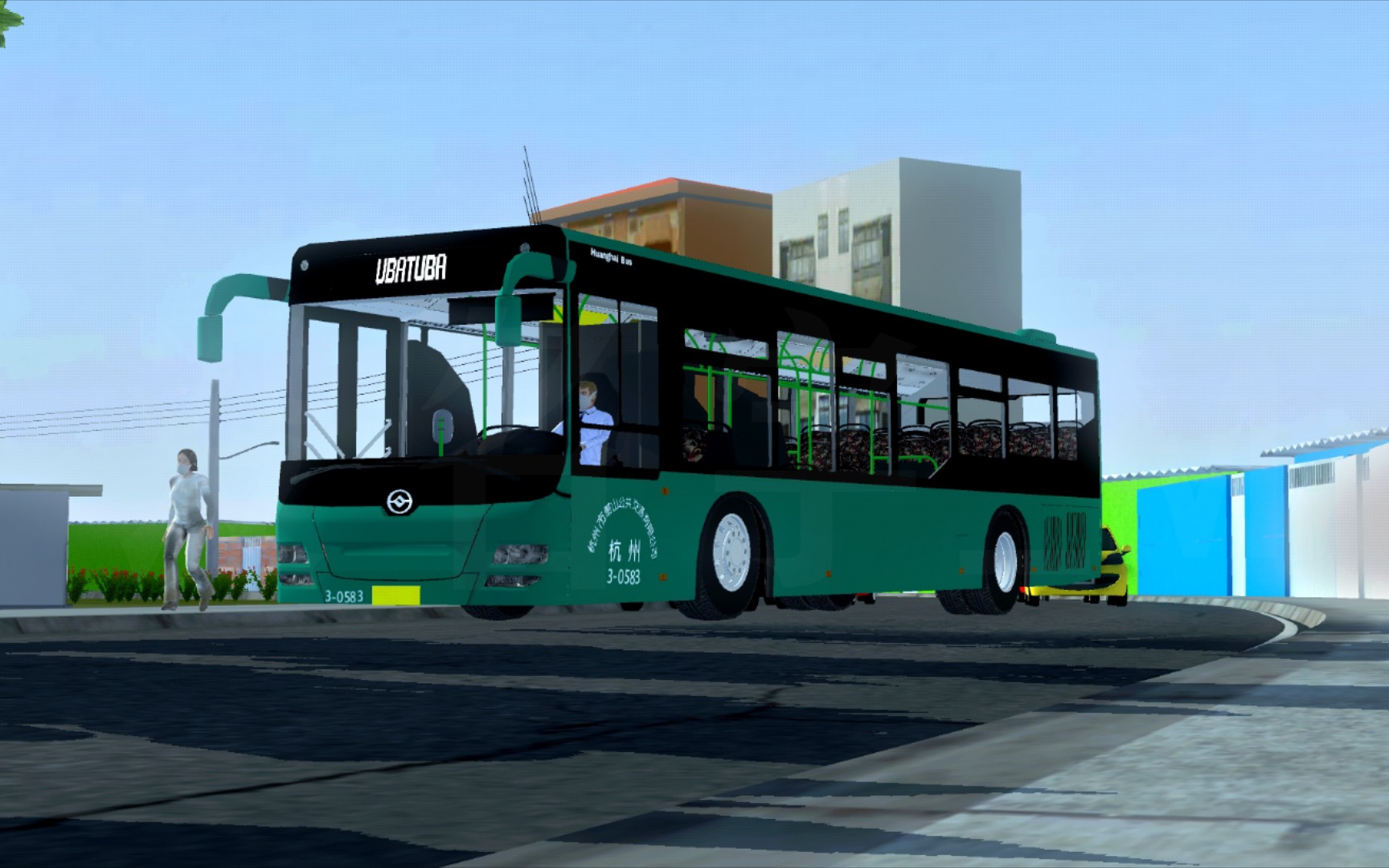 pbsr〕驾驶黄海man脸公交车dd6129s17杭州涂装行驶于proton bus