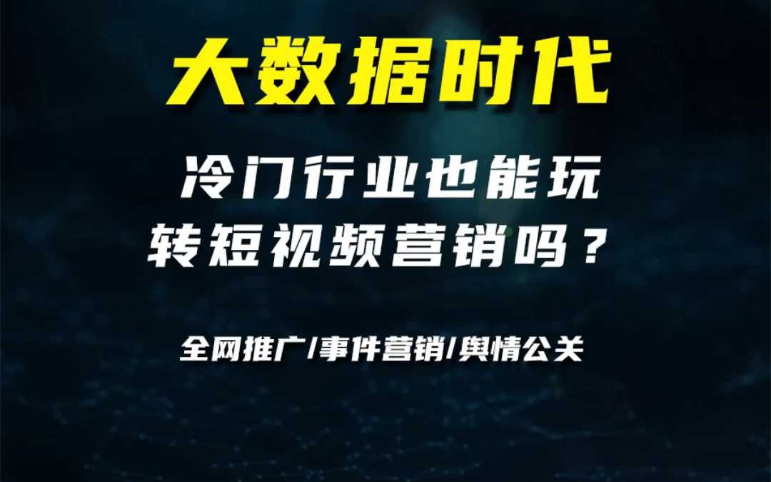 大数据时代,冷门行业也能玩转短视频营销吗?哔哩哔哩bilibili