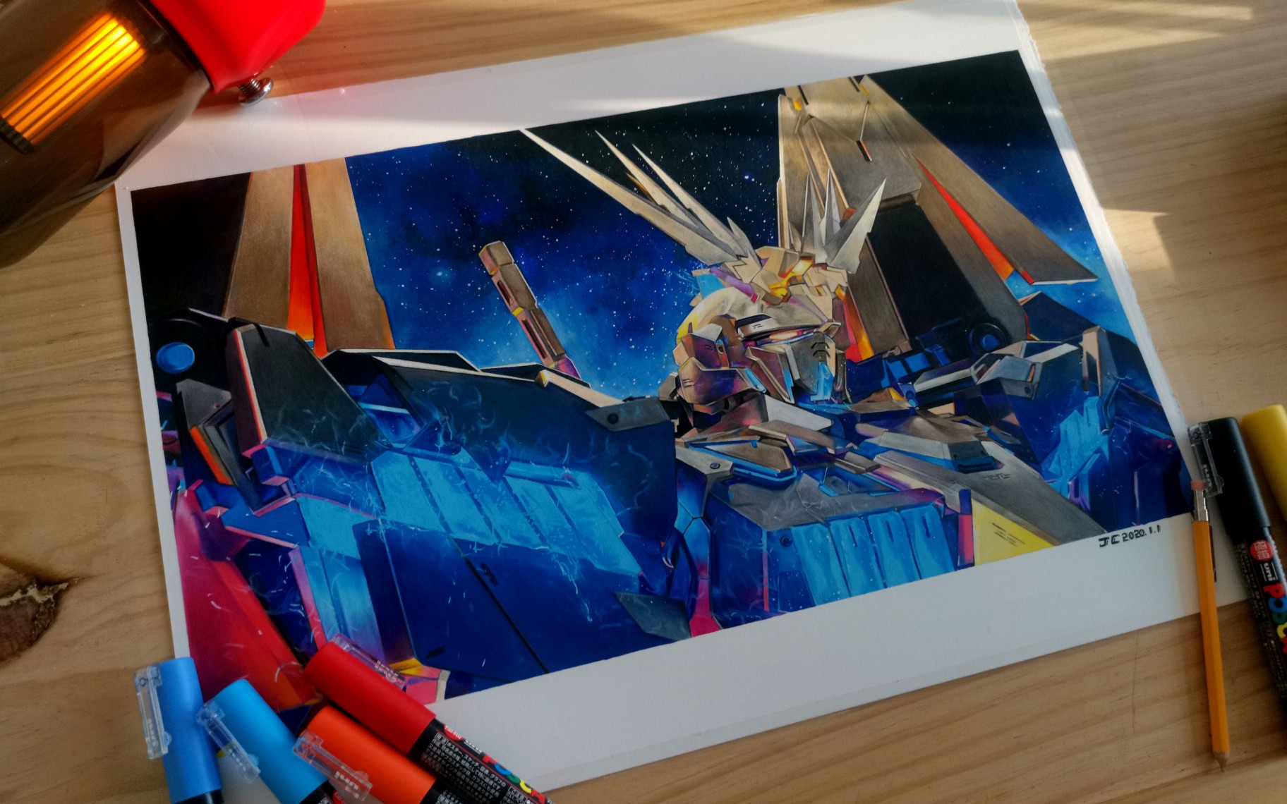 手绘独角兽高达3号机