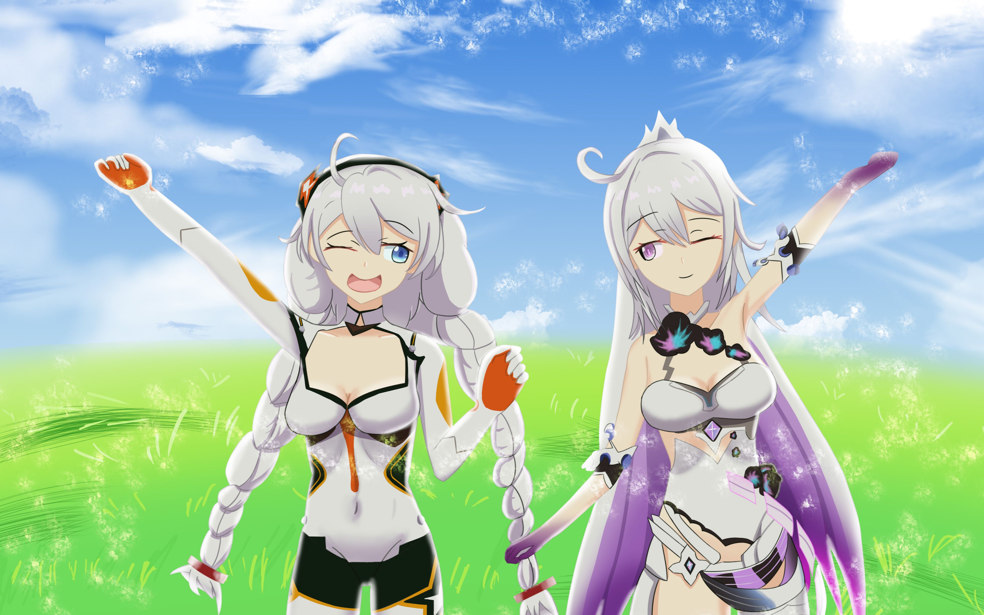 【绘画】与琪亚娜在蓝天下的约定