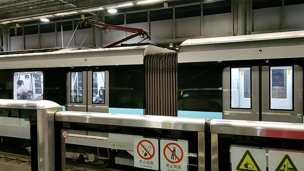 上海地铁9号线创可贴二世和创可贴一世在泗泾站会车(蔡卫阳拍摄)