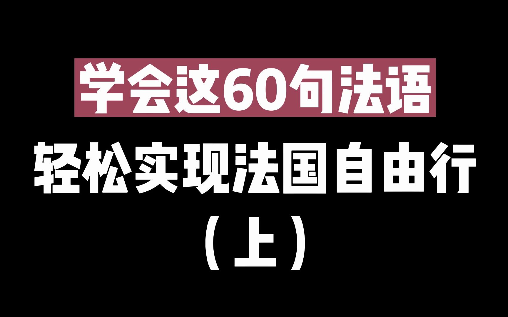 【法语口语】法国旅游必备60句,常速慢速带读!哔哩哔哩bilibili