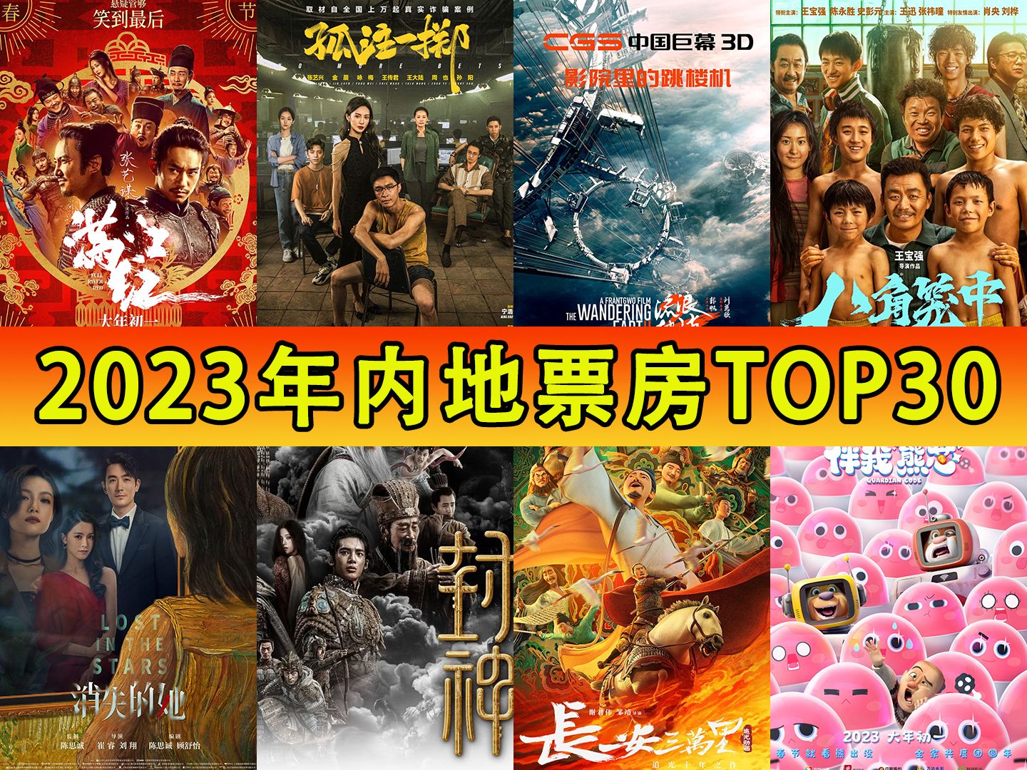 2023年中国上映电影票房榜TOP30,你看过多少?哔哩哔哩bilibili