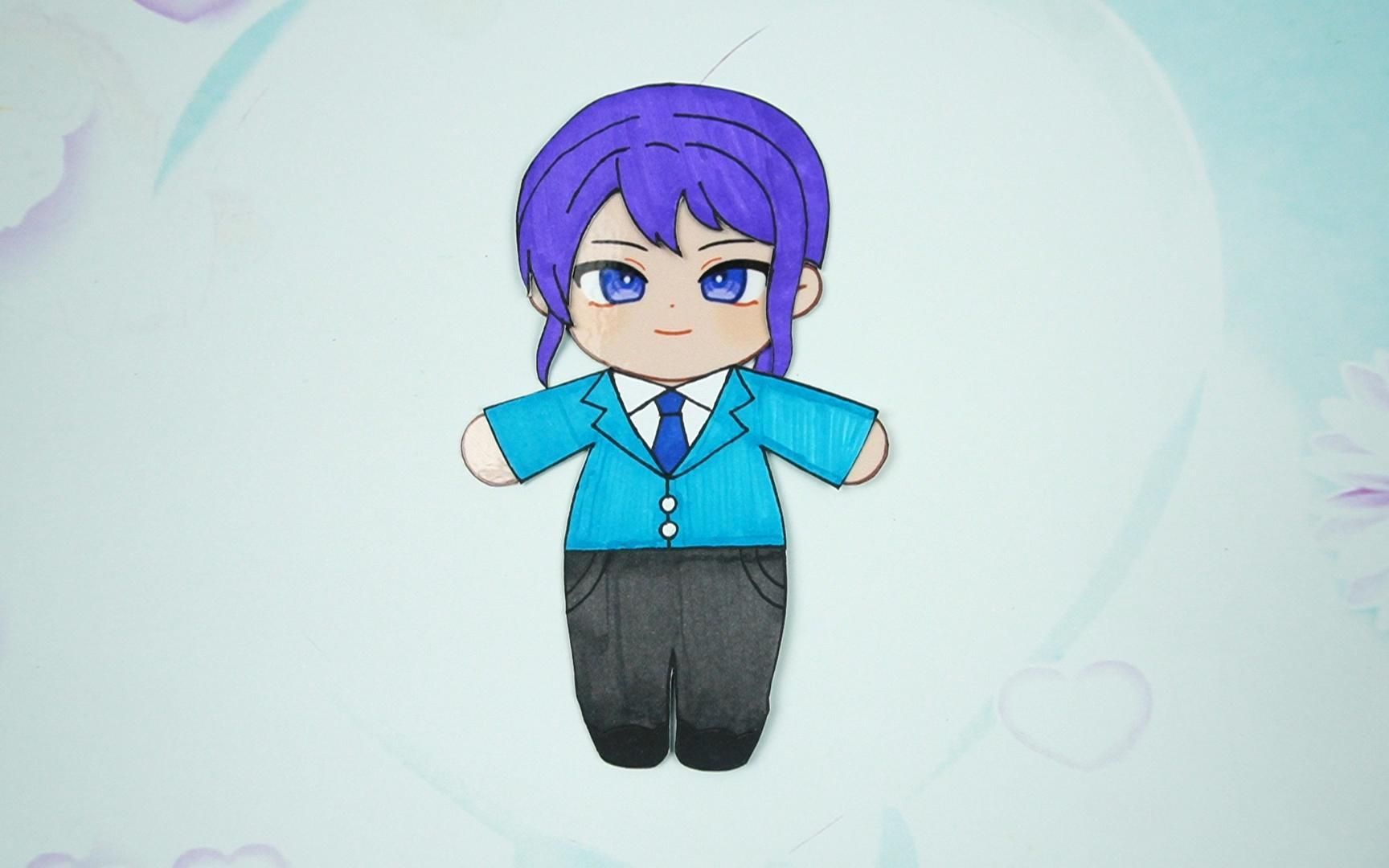 偶像梦幻祭手工手绘,卡通纸娃娃神崎飒马