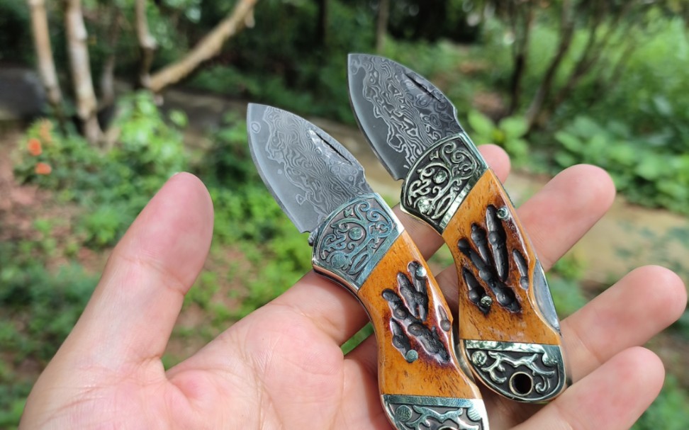 大马士革兽骨口袋刀