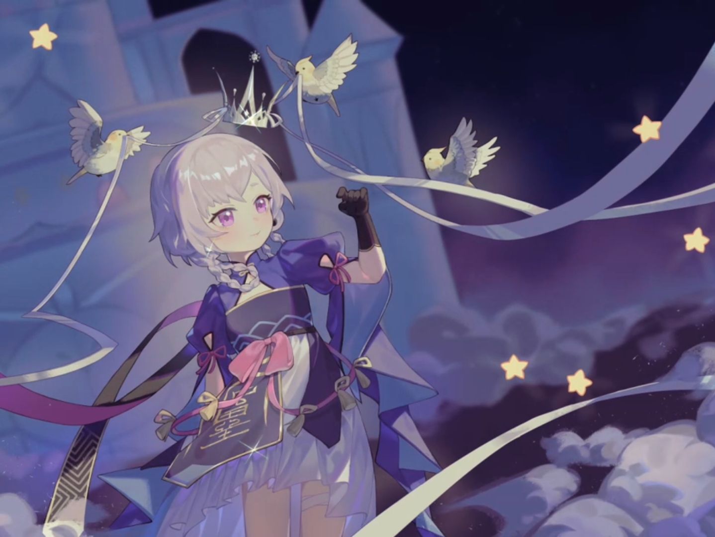 【原神/绘画过程】团雀公主的加冕仪式(2024七七生日会宣传片3)