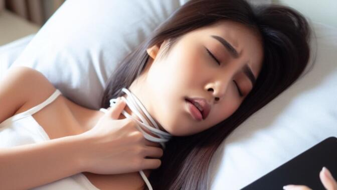 美女被数据线勒死