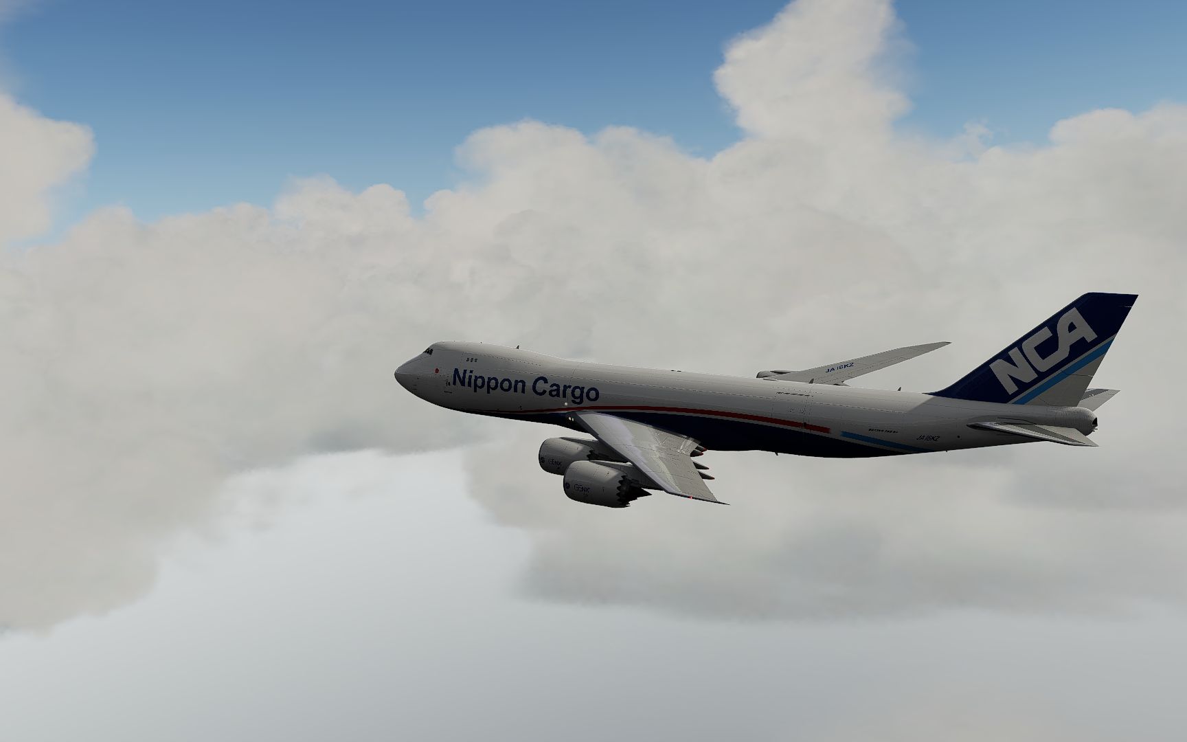 nca(日货航)b747-8f满载从大雾大风雨天的台北桃园机场起飞(附机翼