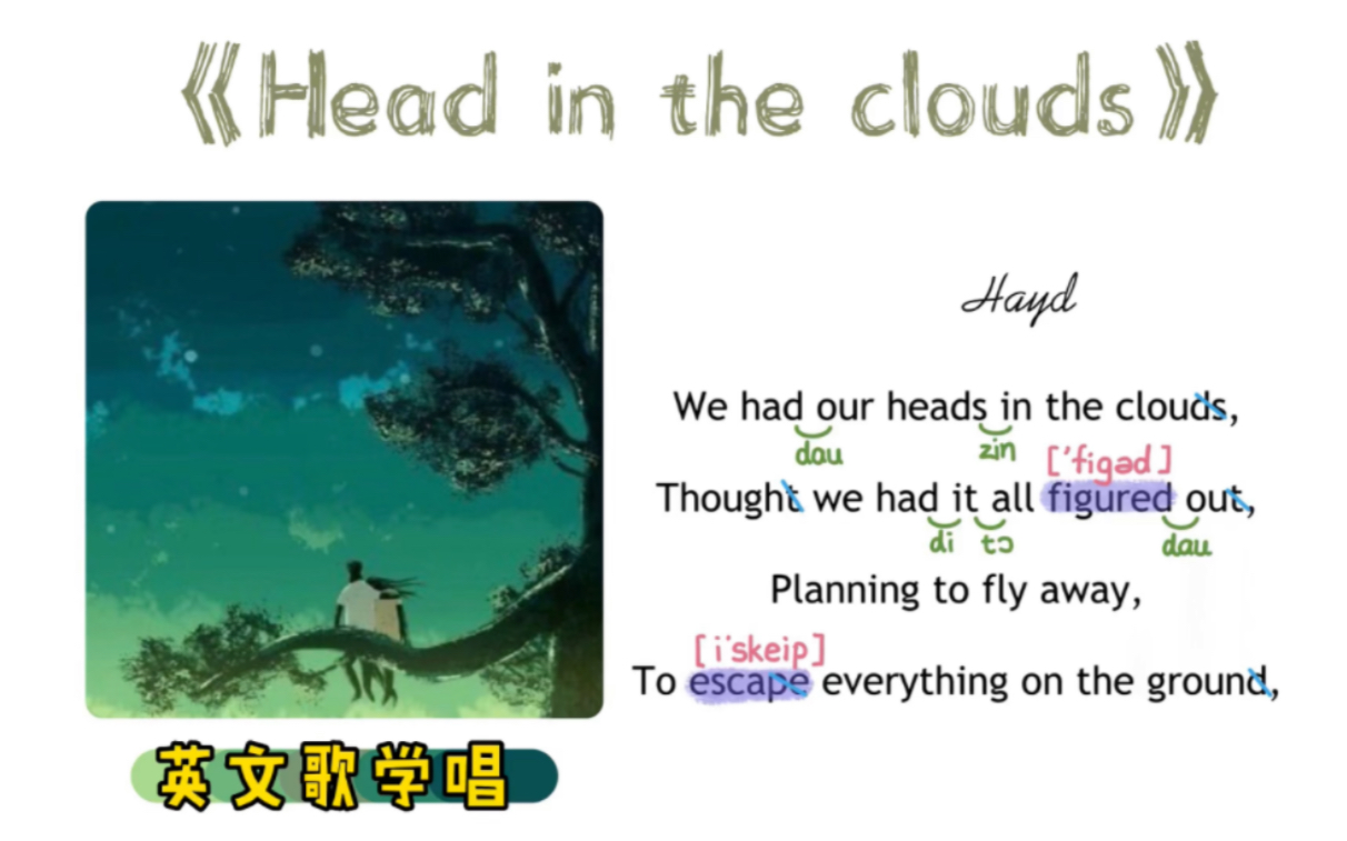 007——《Head in the clouds》|英文歌学唱|保姆级|连读弱读音标|X哔哩哔哩bilibili