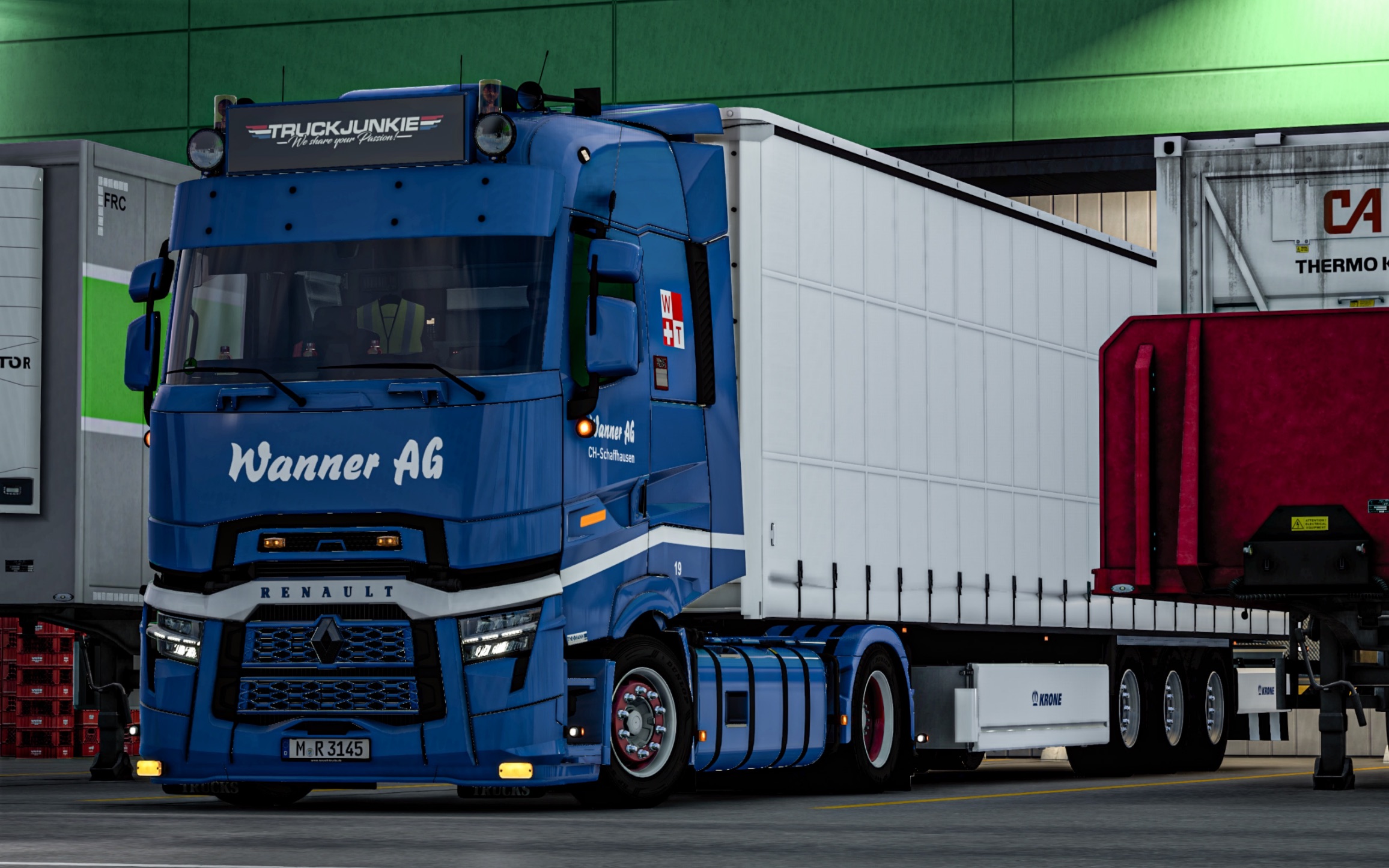 【欧洲卡车模拟2】极其精致,15欧元的付费雷诺t evo,搭配重做克劳耐