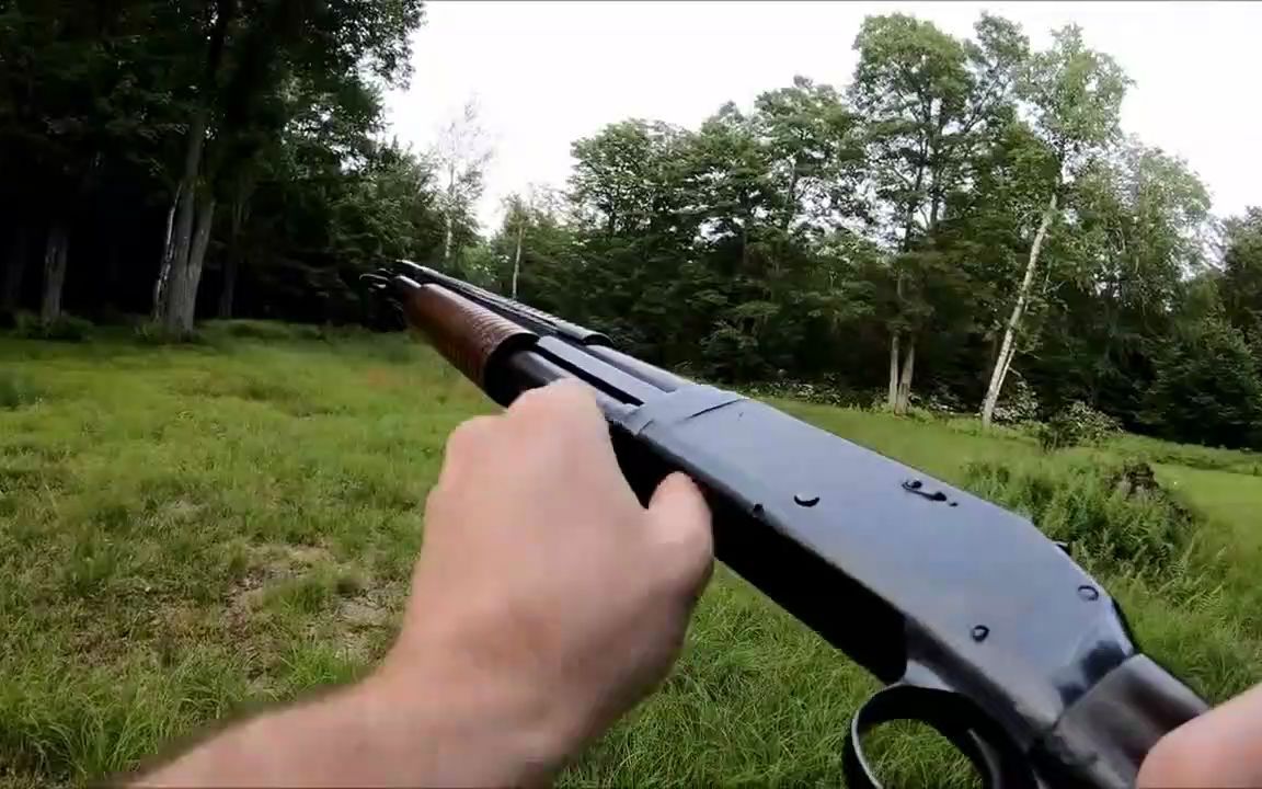 第一视角射击欣赏温彻斯特m1897霰弹枪绰号堑壕清扫器