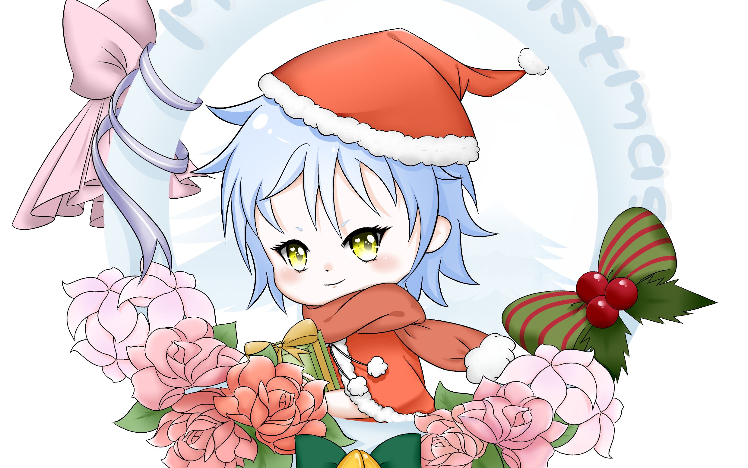 板绘巳月圣诞节贺图上色过程