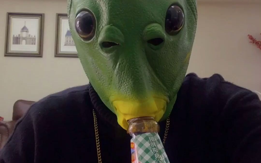 带上绿鱼头套吸个酱油吧