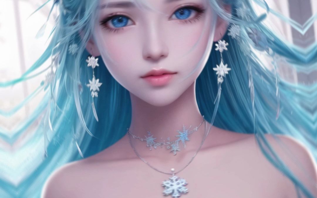 (ai绘画)蓝发古风美女二