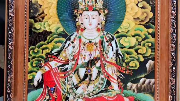 戴嘉林景泰蓝《掐丝珐琅水月观音》