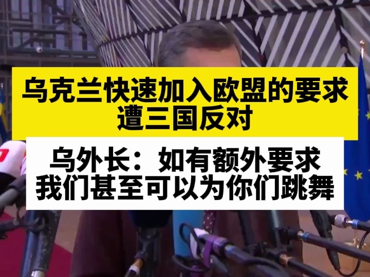 乌克兰快速加入欧盟的要求遭三国反对,乌外长:如有额外要求,我们甚至可以为你们跳舞哔哩哔哩bilibili