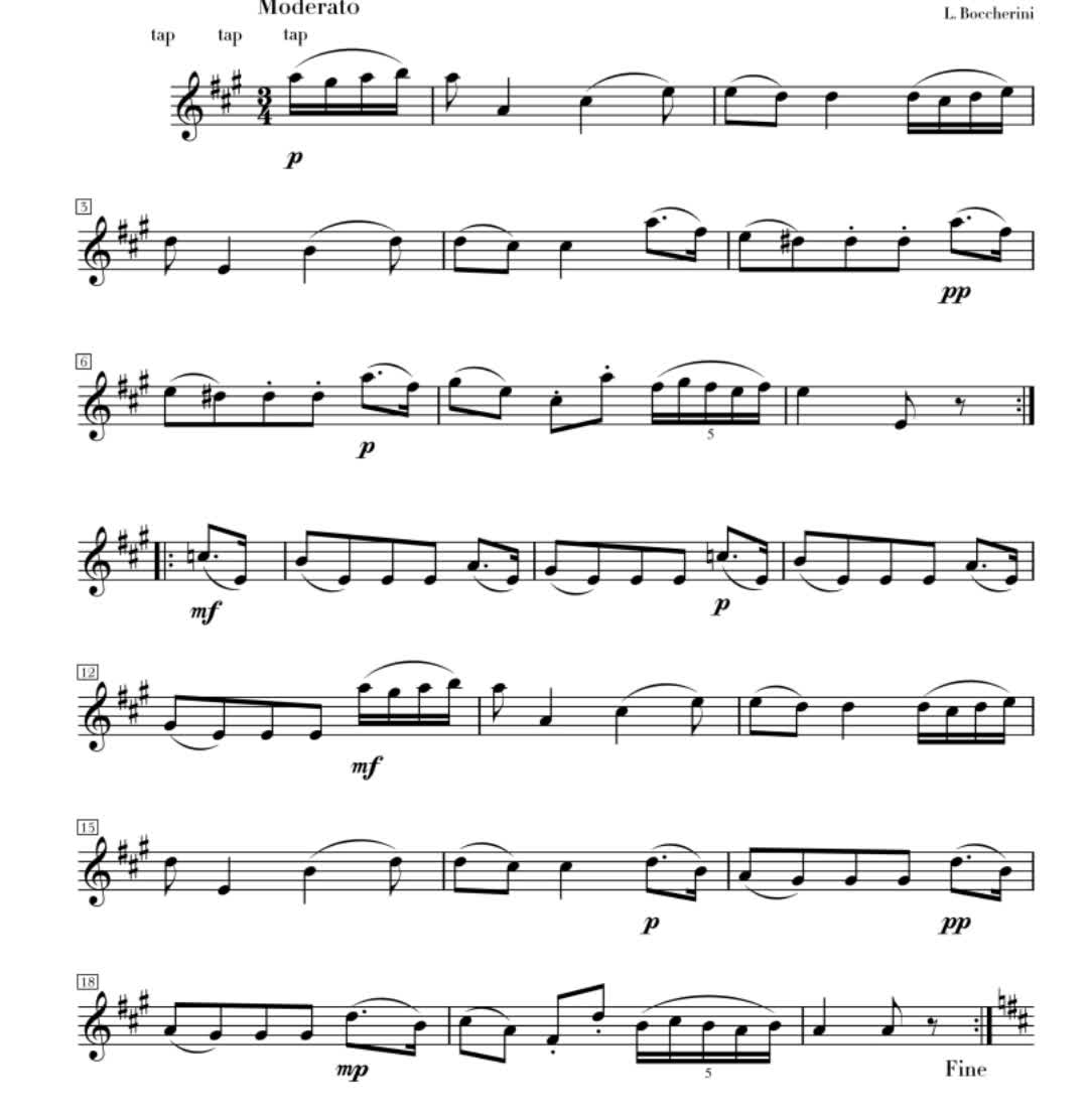 赠谱--波凯利尼-小步舞曲 长笛独奏 带伴奏