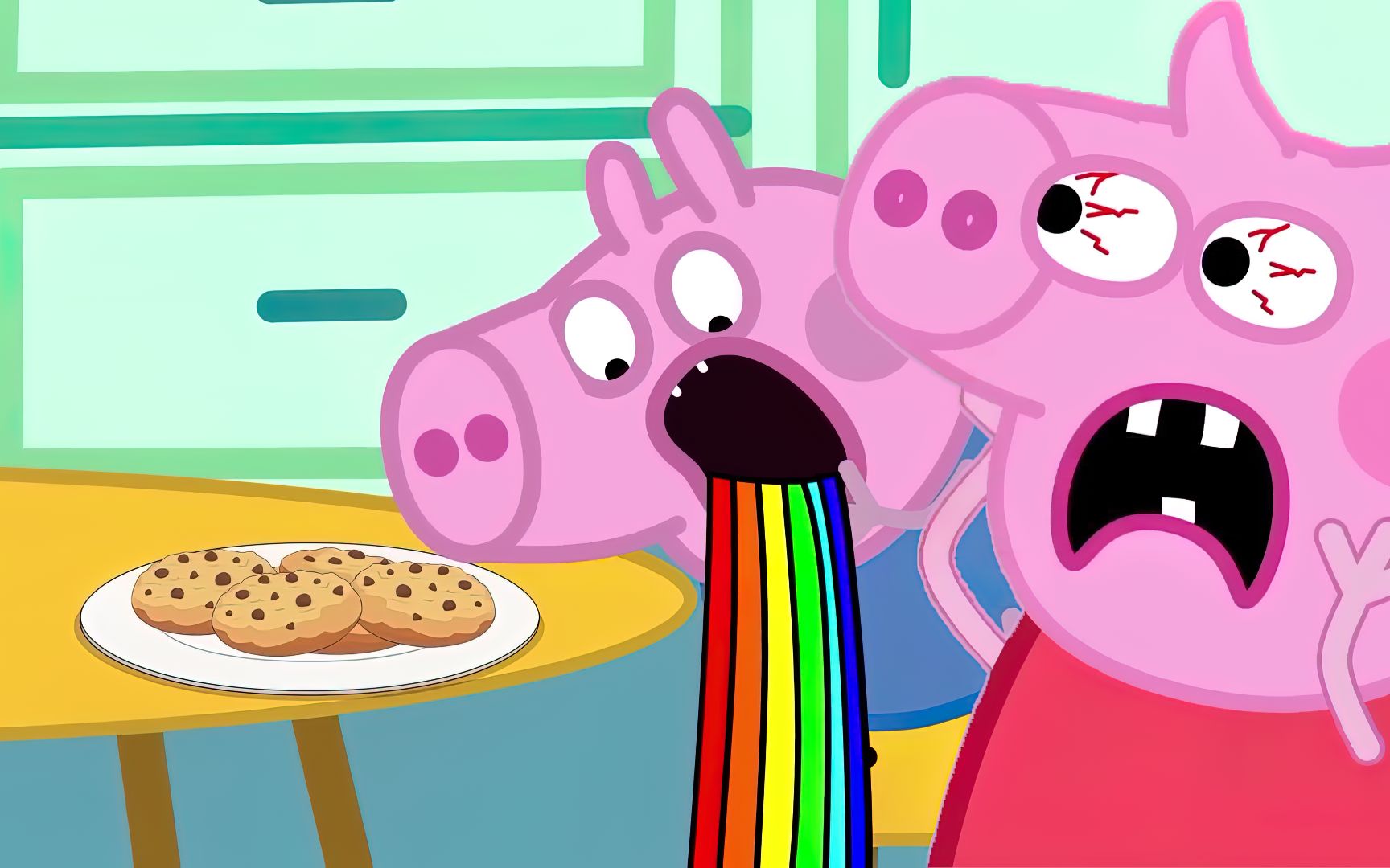 猪妈妈生病,猪爸爸做饭,小猪佩奇恶心坏了