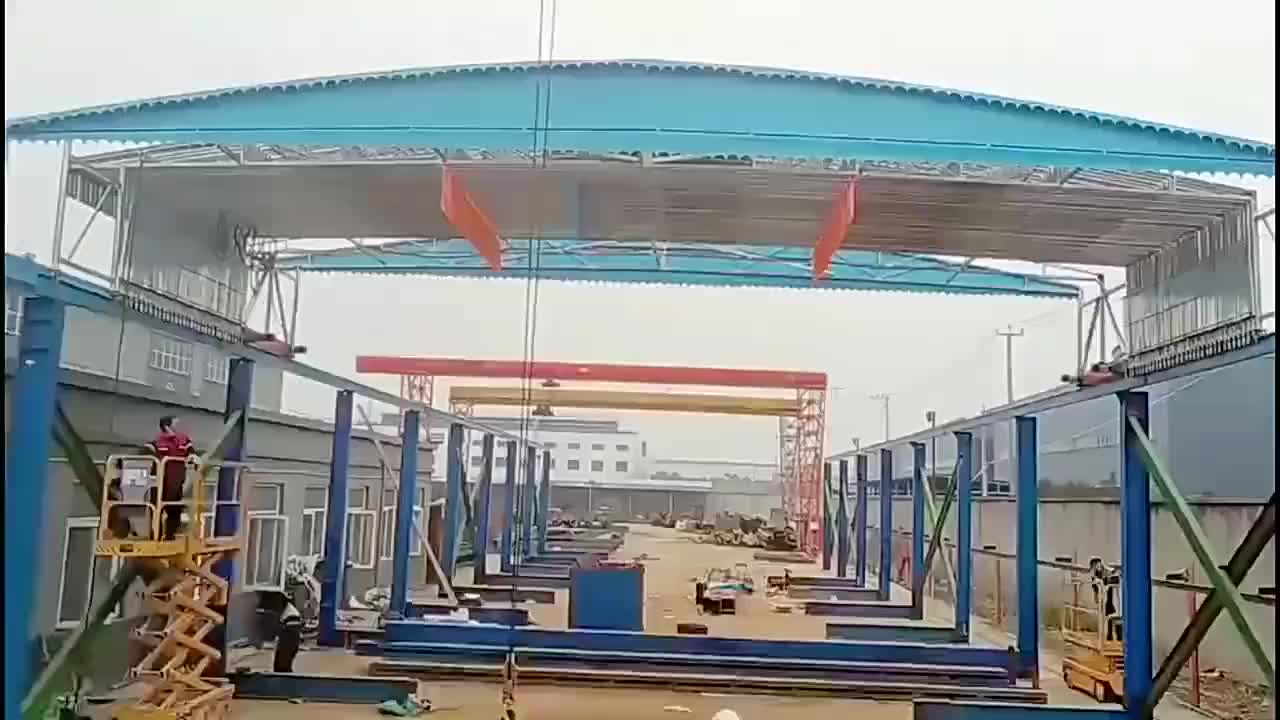 钢立柱悬空电动推拉雨棚架空电动伸缩雨蓬航吊配合自动伸缩遮阳篷