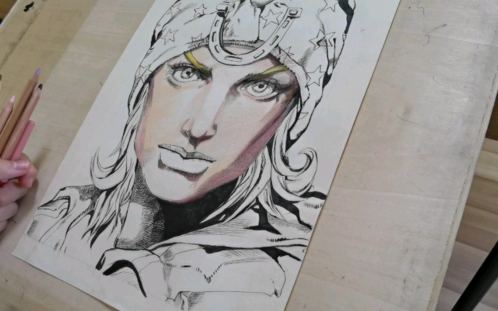 jojo乔尼彩铅上色