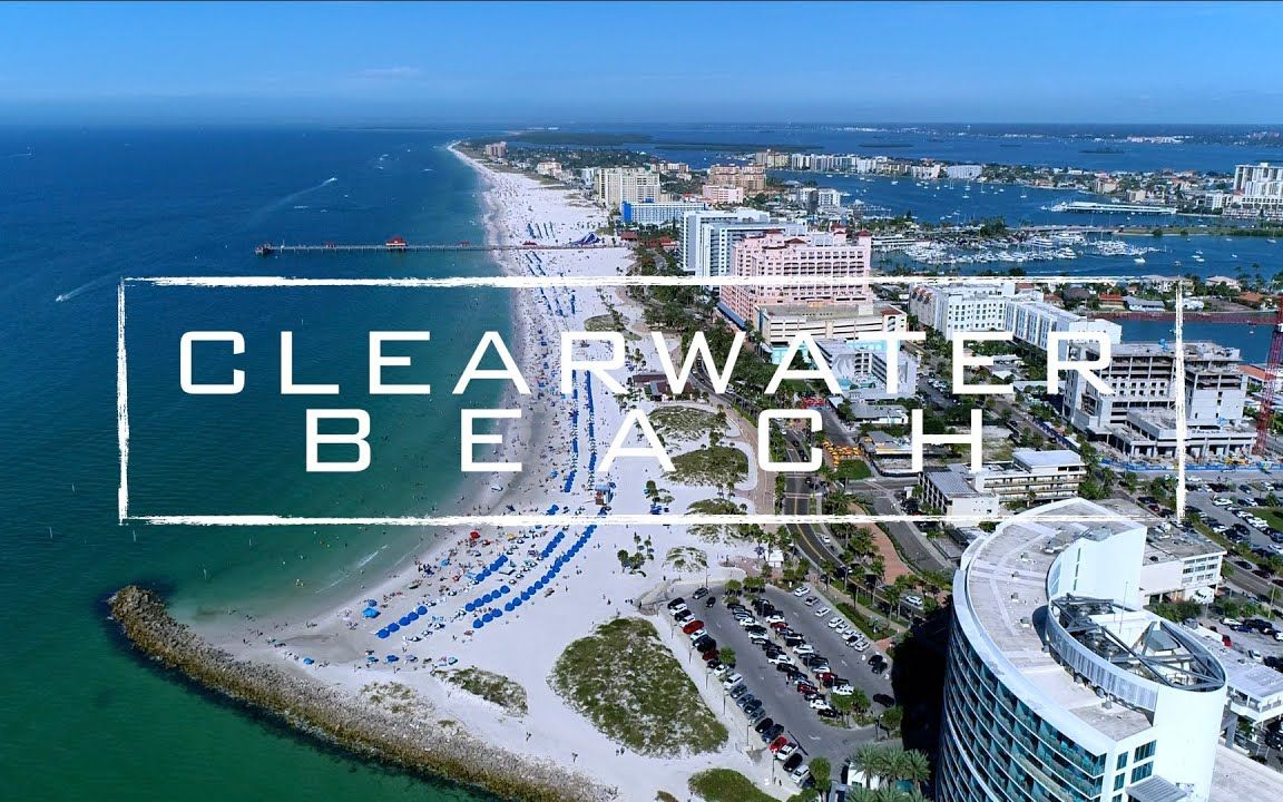 【顶尖航拍】美国佛罗里达清水湾沙滩 clearwater beach florida_哔哩