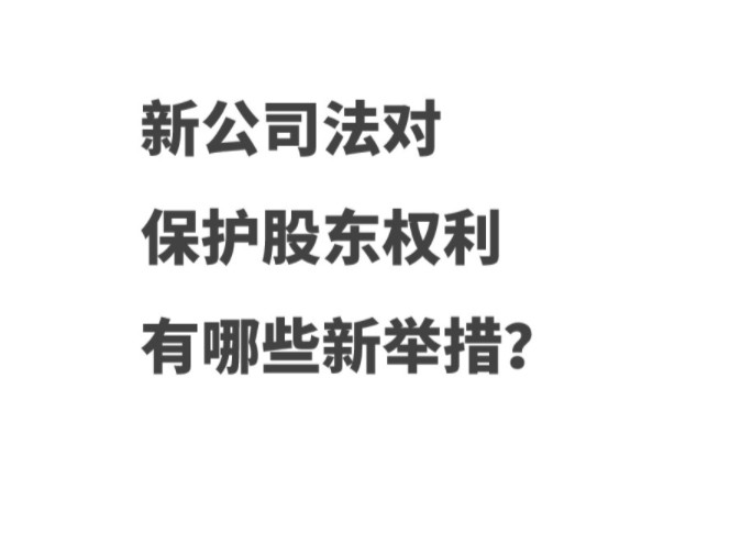 新公司法对保护股东权利有哪些新举措?哔哩哔哩bilibili