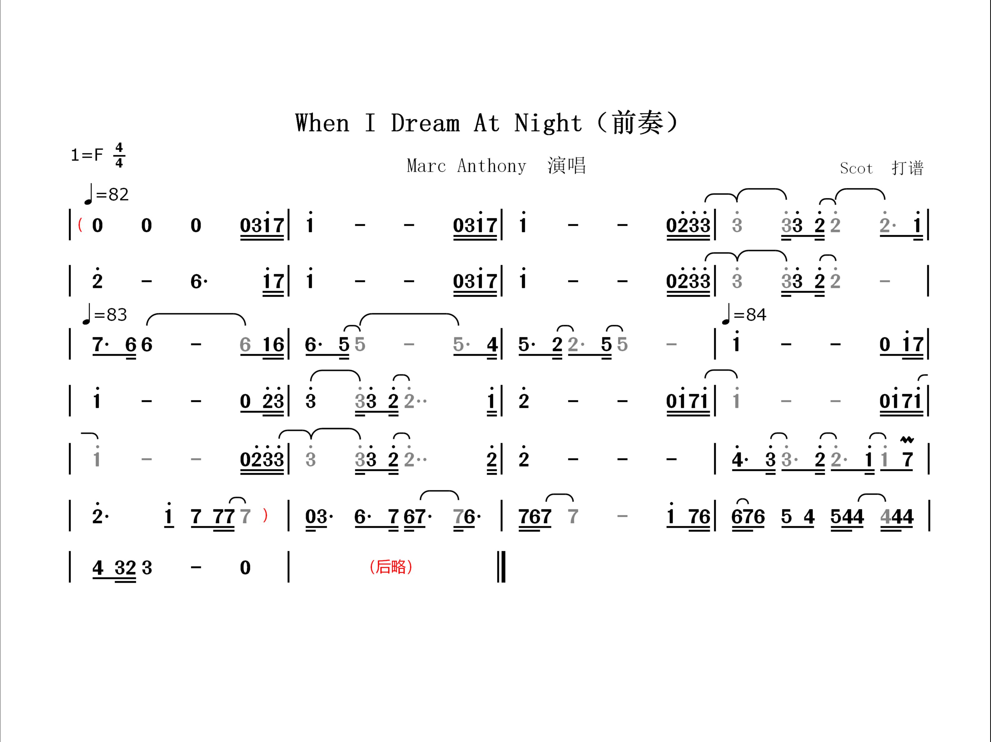 night changes简谱图片