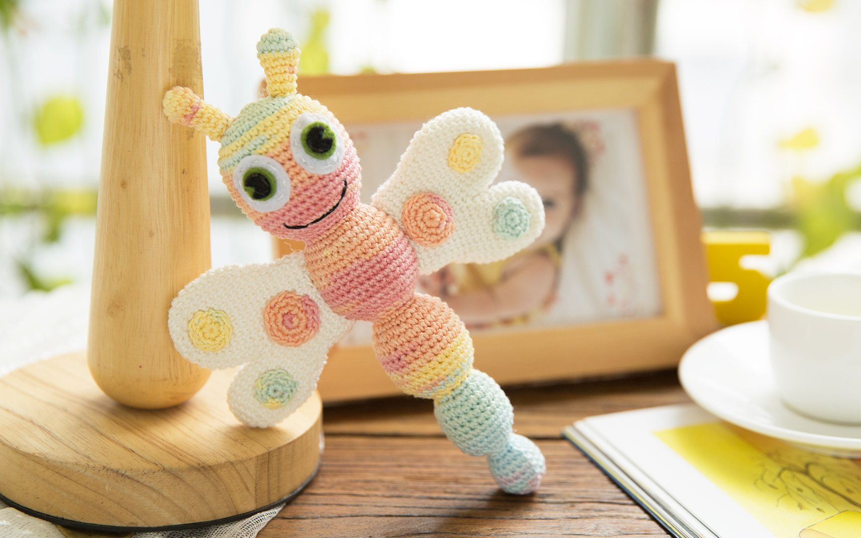 【sa543】苏苏姐家_钩针彩色梦婴儿手摇玩具_蜻蜓款教程