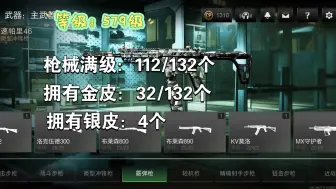 Download Video: [战区手游]  枪满级进度，满级112把，32个金皮，4银皮，等级：579级