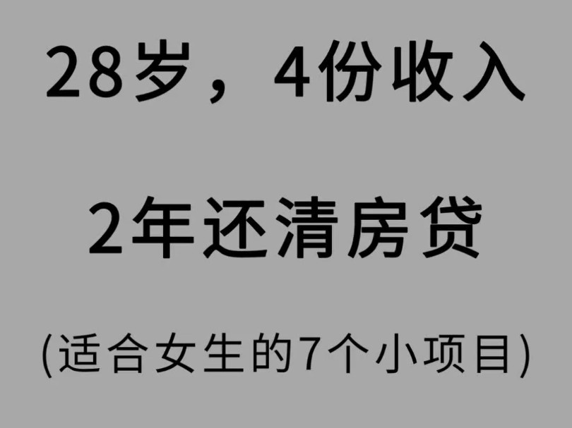 28岁,4份收入2年还清房贷(适合女生的7个小项目)哔哩哔哩bilibili