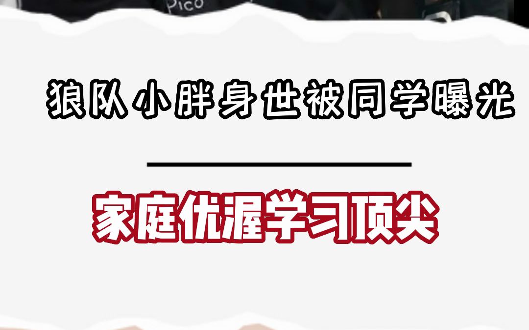 狼队小胖身世被同学曝光!颠覆玩家对小胖想象,学习顶尖家庭优渥