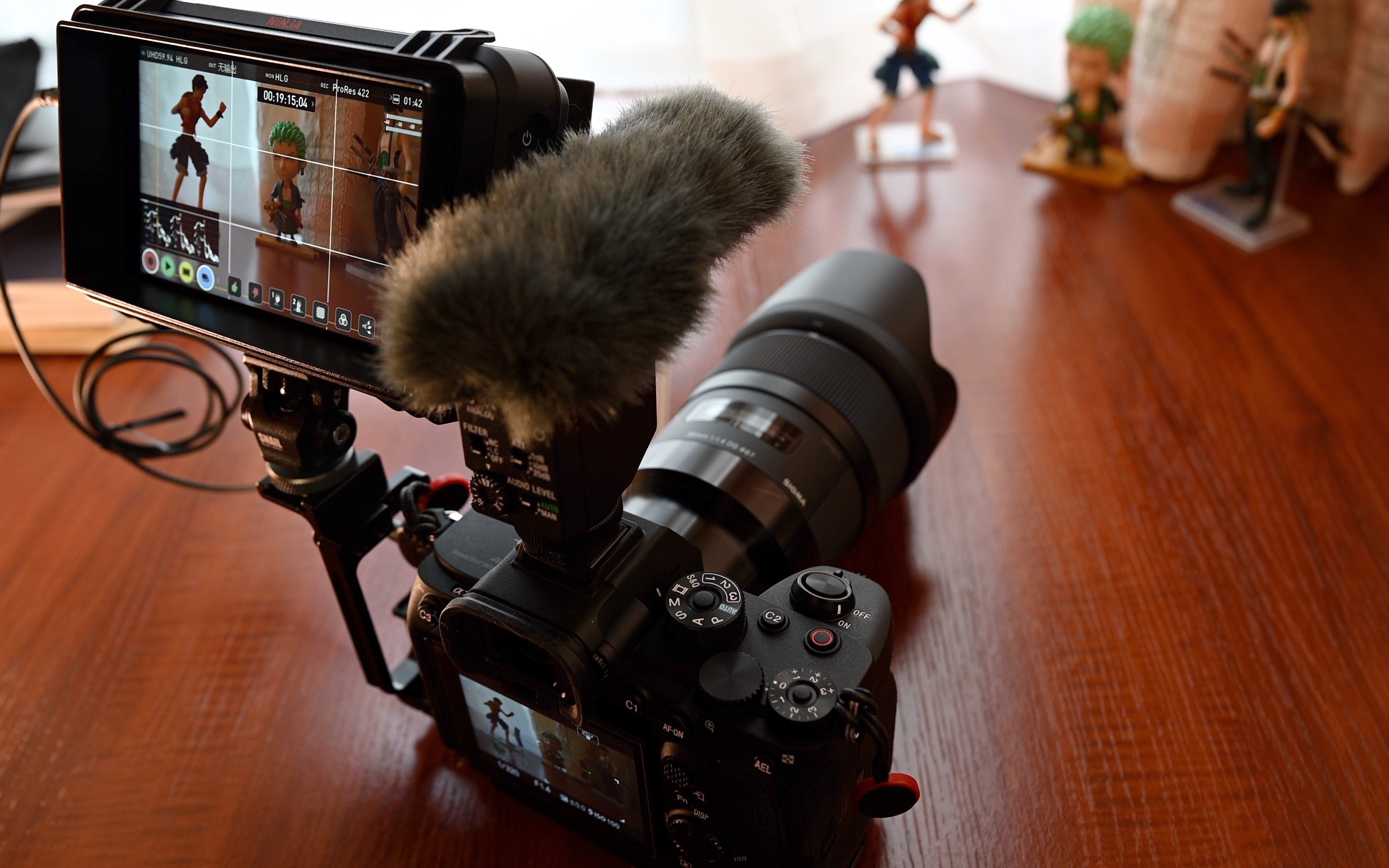 ninja v与a7s3的同步视频录制对比