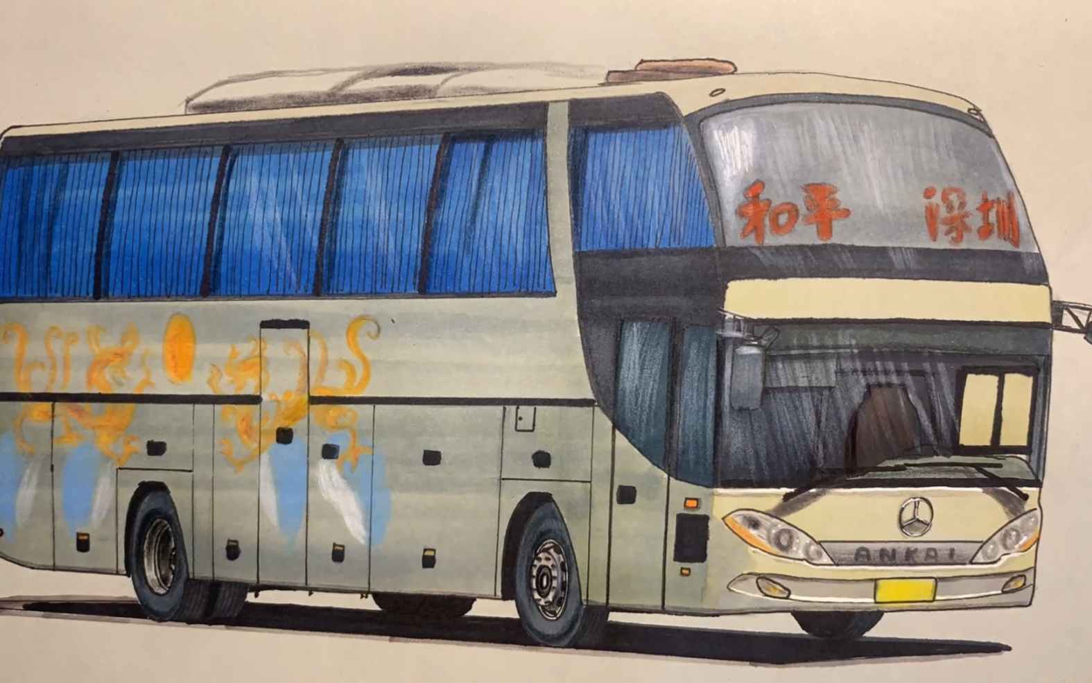 手绘安凯奔驰客车