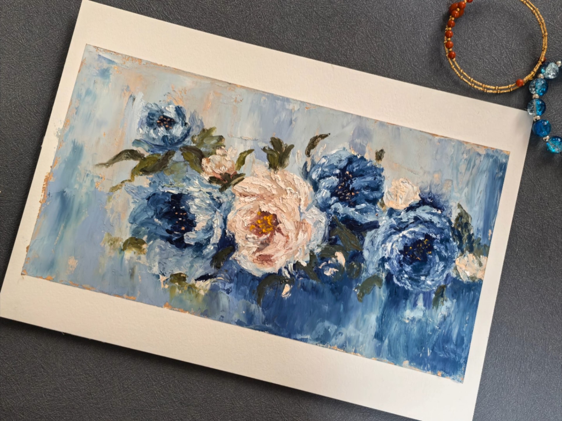 蓝调牡丹•油画棒