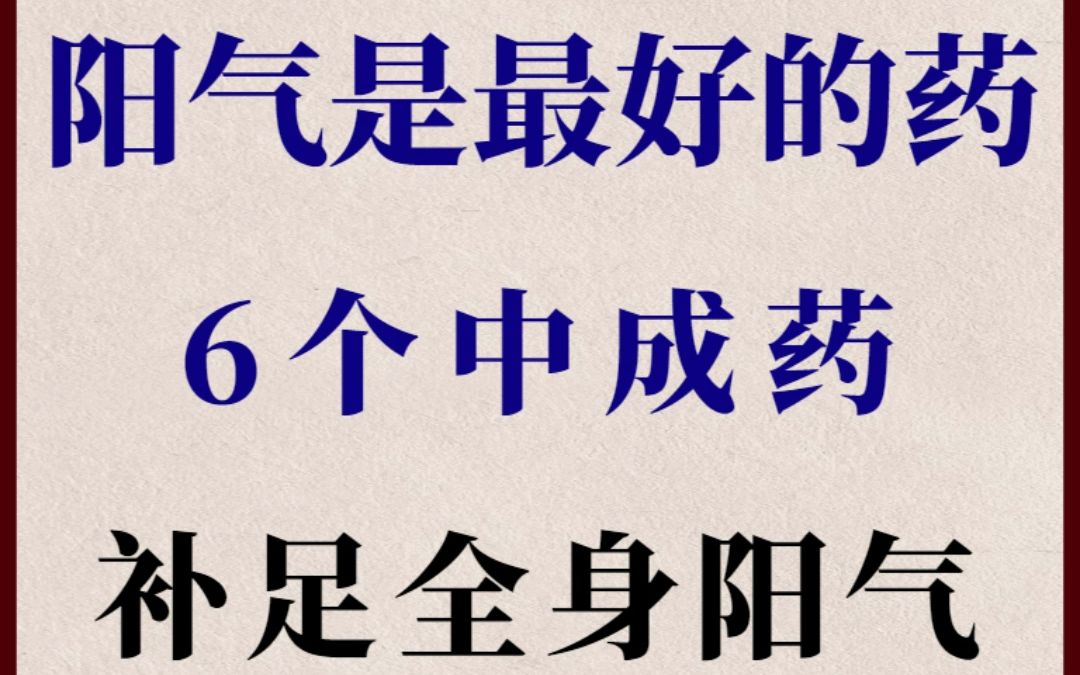 阳气是最好的药,6个中成药,补足全身阳气,清理一身寒痰瘀哔哩哔哩bilibili