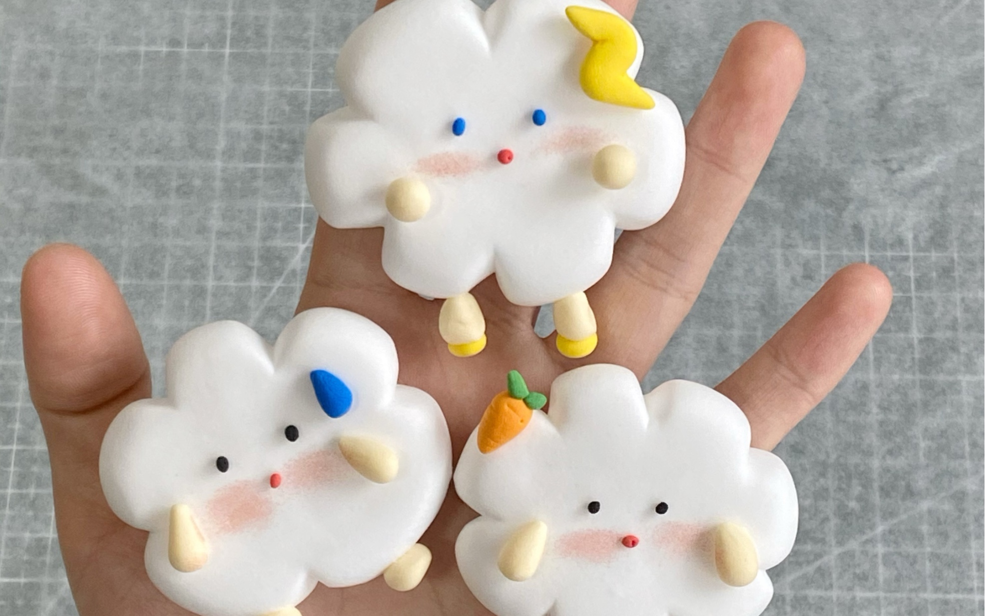 超轻粘土|云朵冰箱贴教程