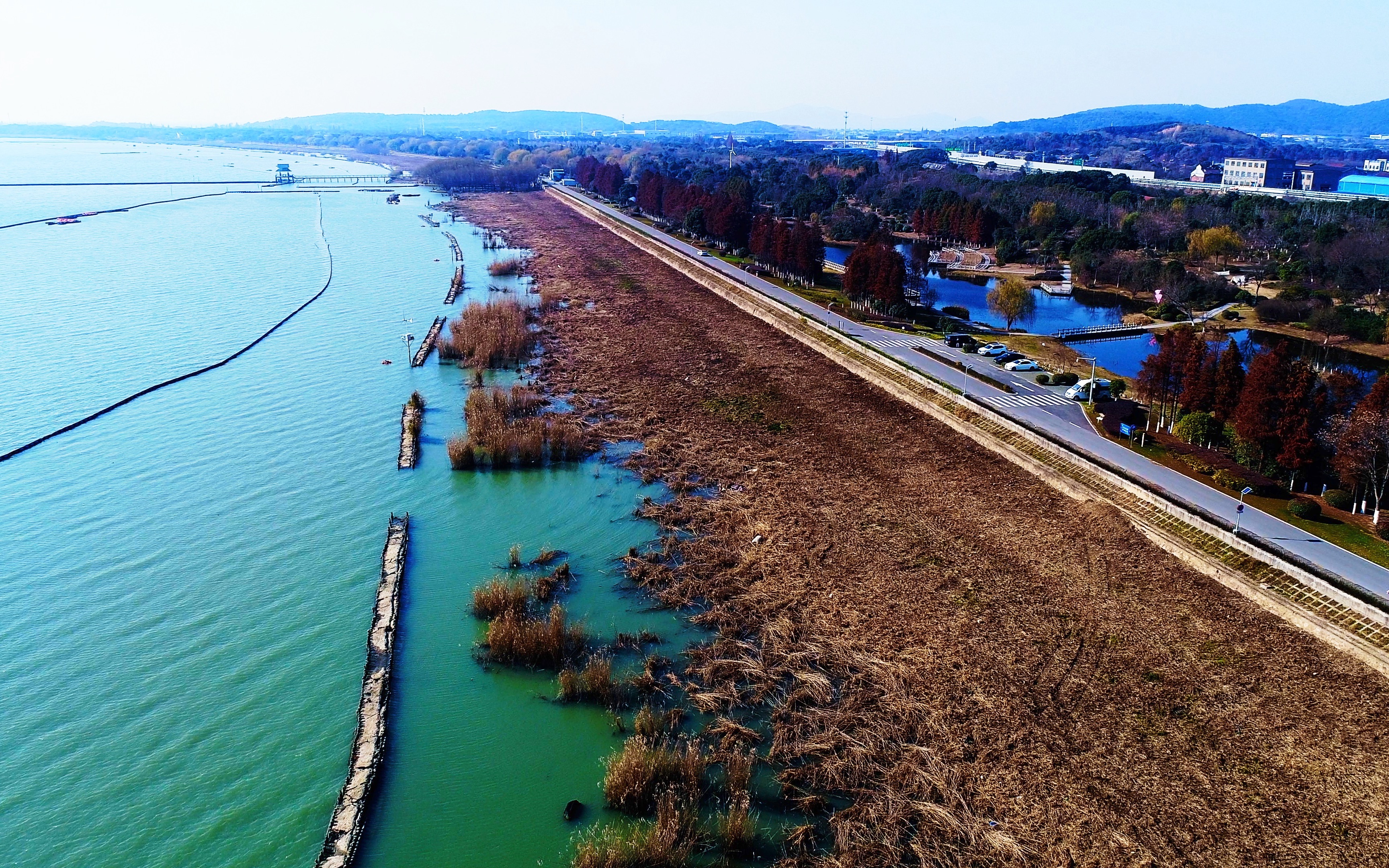 【4k航拍】太湖大堤