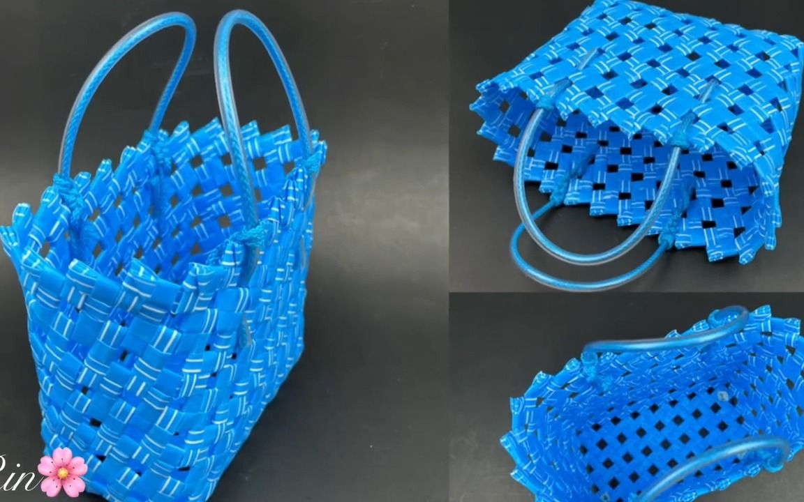 塑料条编篮子收口教程图片