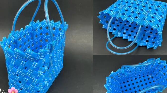 用塑料吸管编织一个小篮子