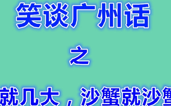 笑谈广州话之几大就几大,沙蟹就沙蟹啊哔哩哔哩bilibili