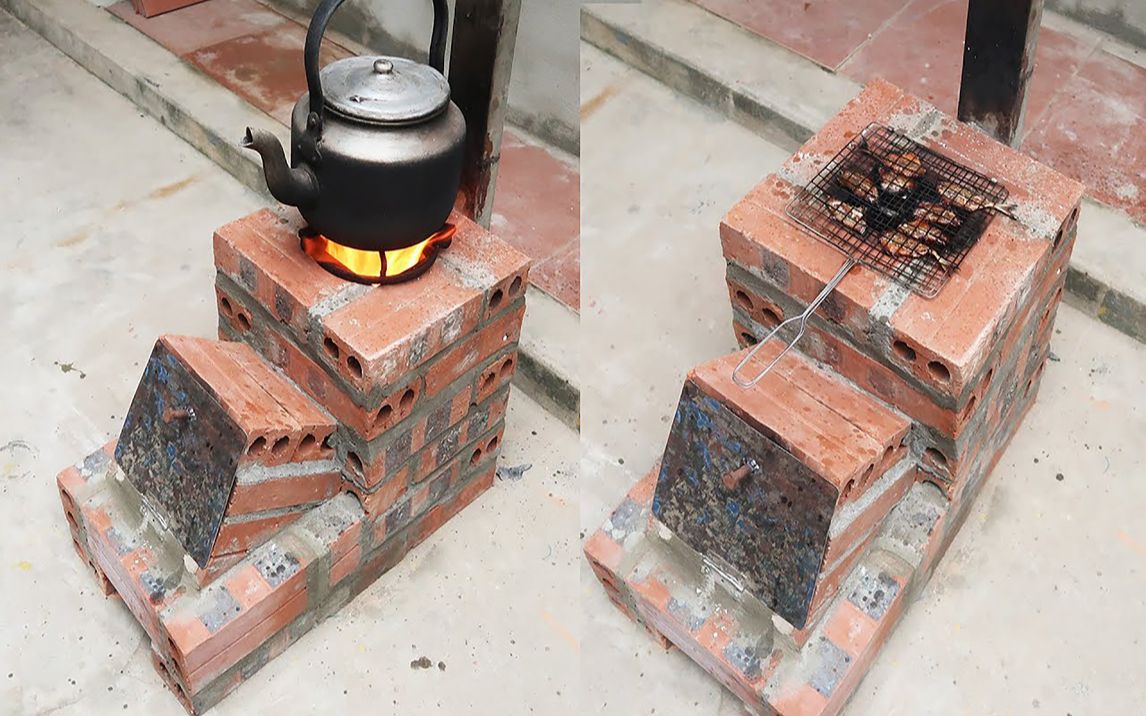 六块砖头做烧烤炉图图片