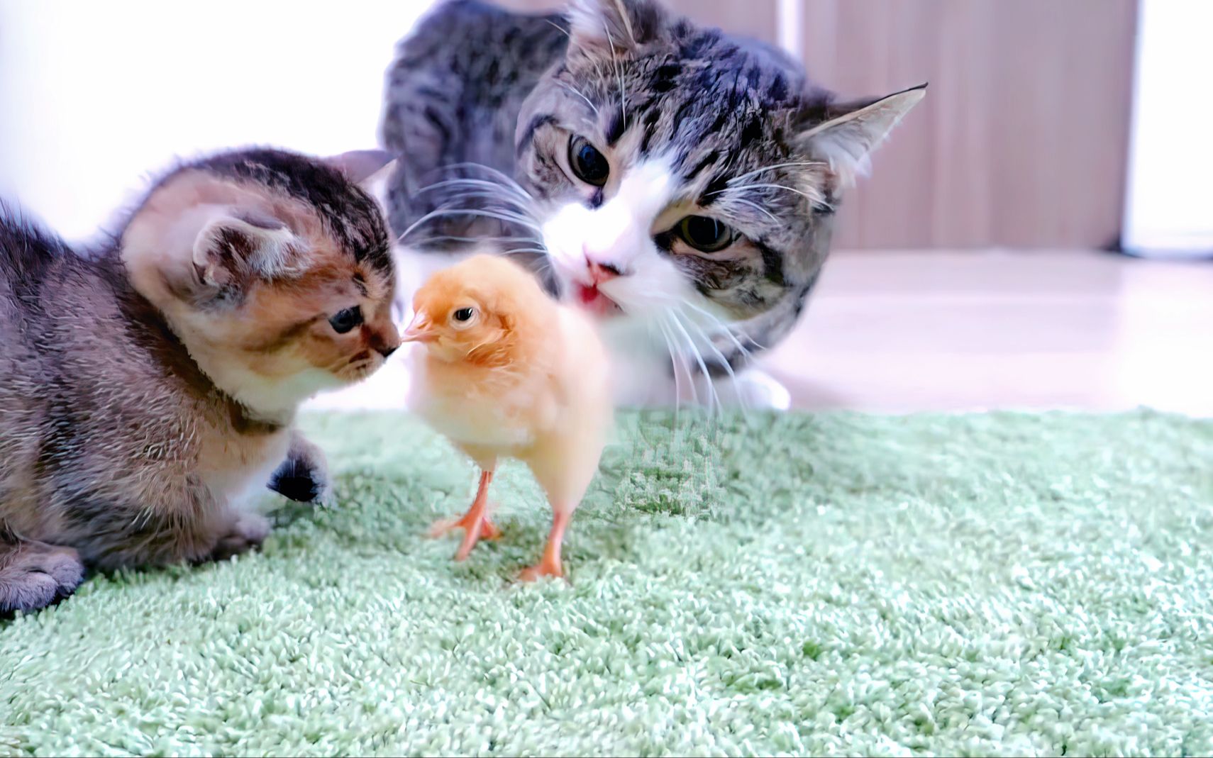 当猫咪遇上小鸡,它会不会选择吃掉?