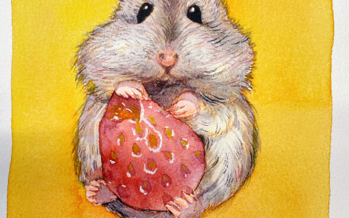 水彩过程小仓鼠