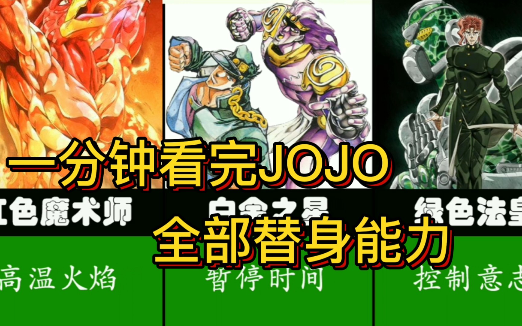 一分钟看完jojo主角团的替身能力!_哔哩哔哩_bilibili