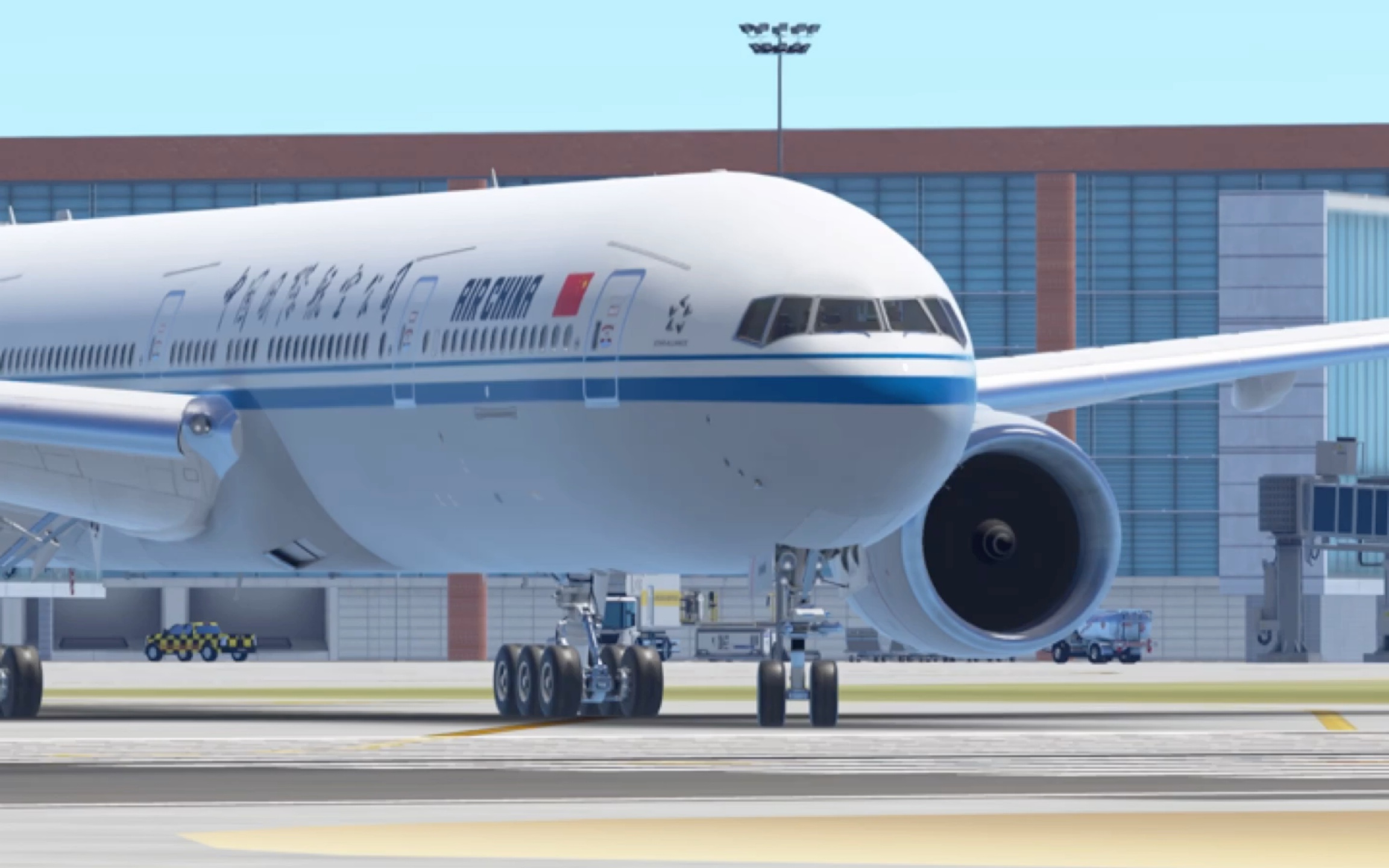 国航波音777-300er从首都机场震撼起飞