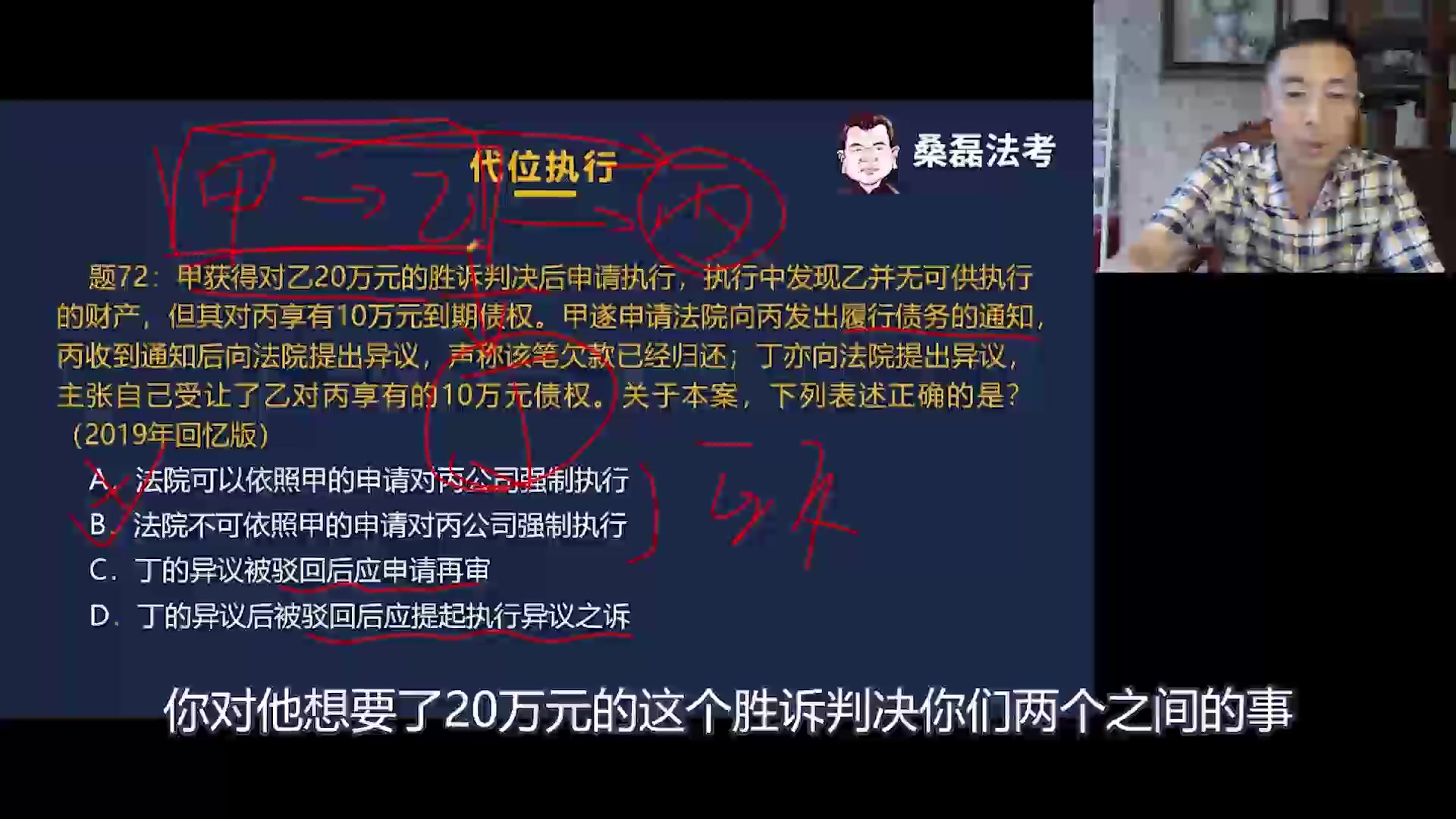 2021年法考之吴志伟民诉法每周三题(72)代位执行哔哩哔哩bilibili